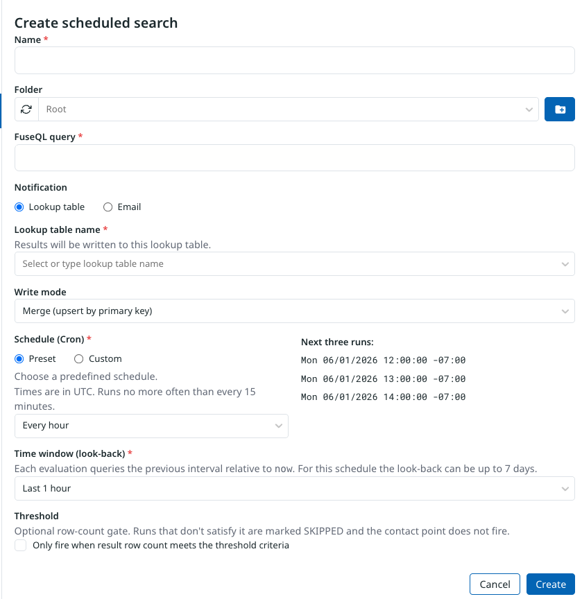 Create a scheduled search