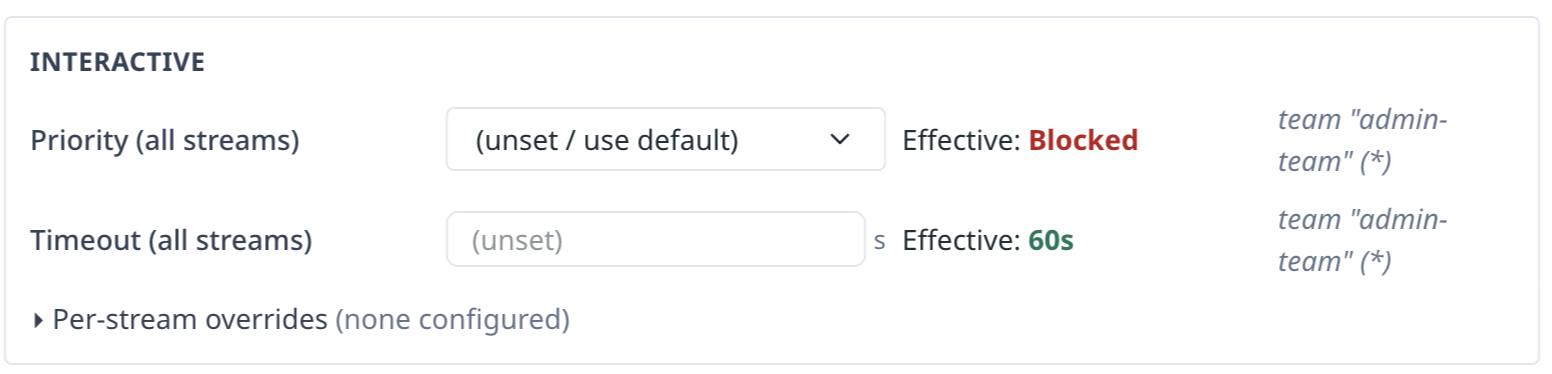 Effective column showing Blocked rendered in red