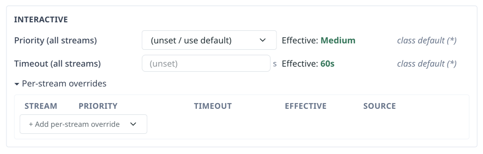 Add per-stream override on an entity detail page