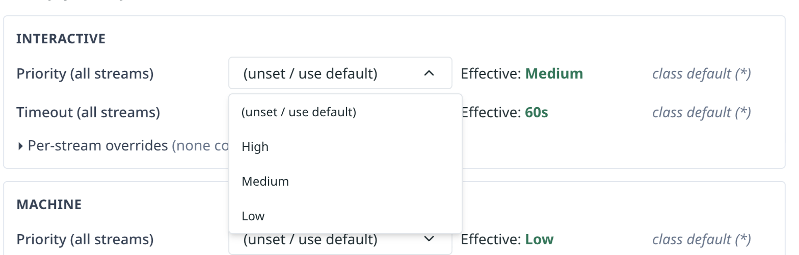 Wildcard priority drop-down on an entity detail page