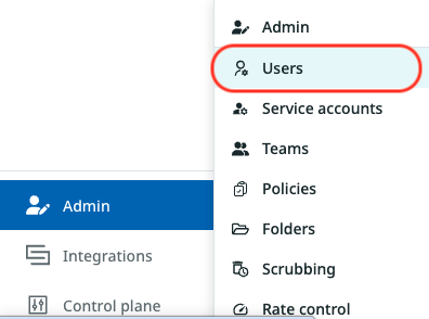 Navigate to the Users interface